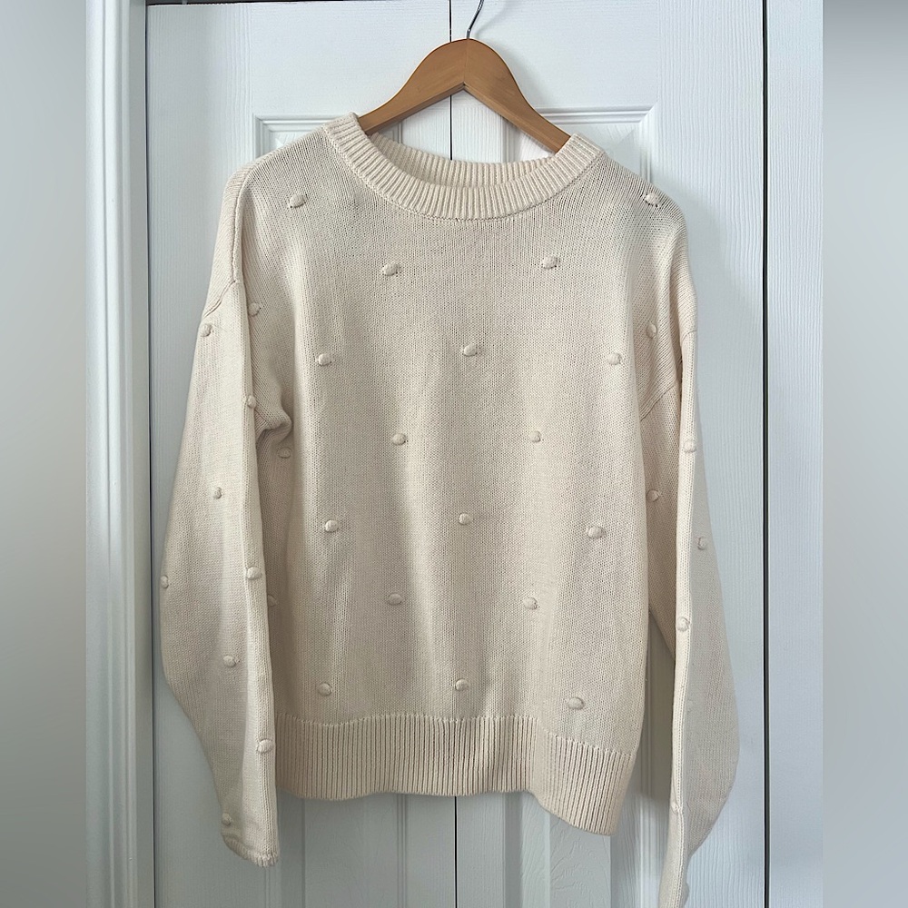 Women’s GAP Knit Pom Pom Sweater - Cream/Off-White
